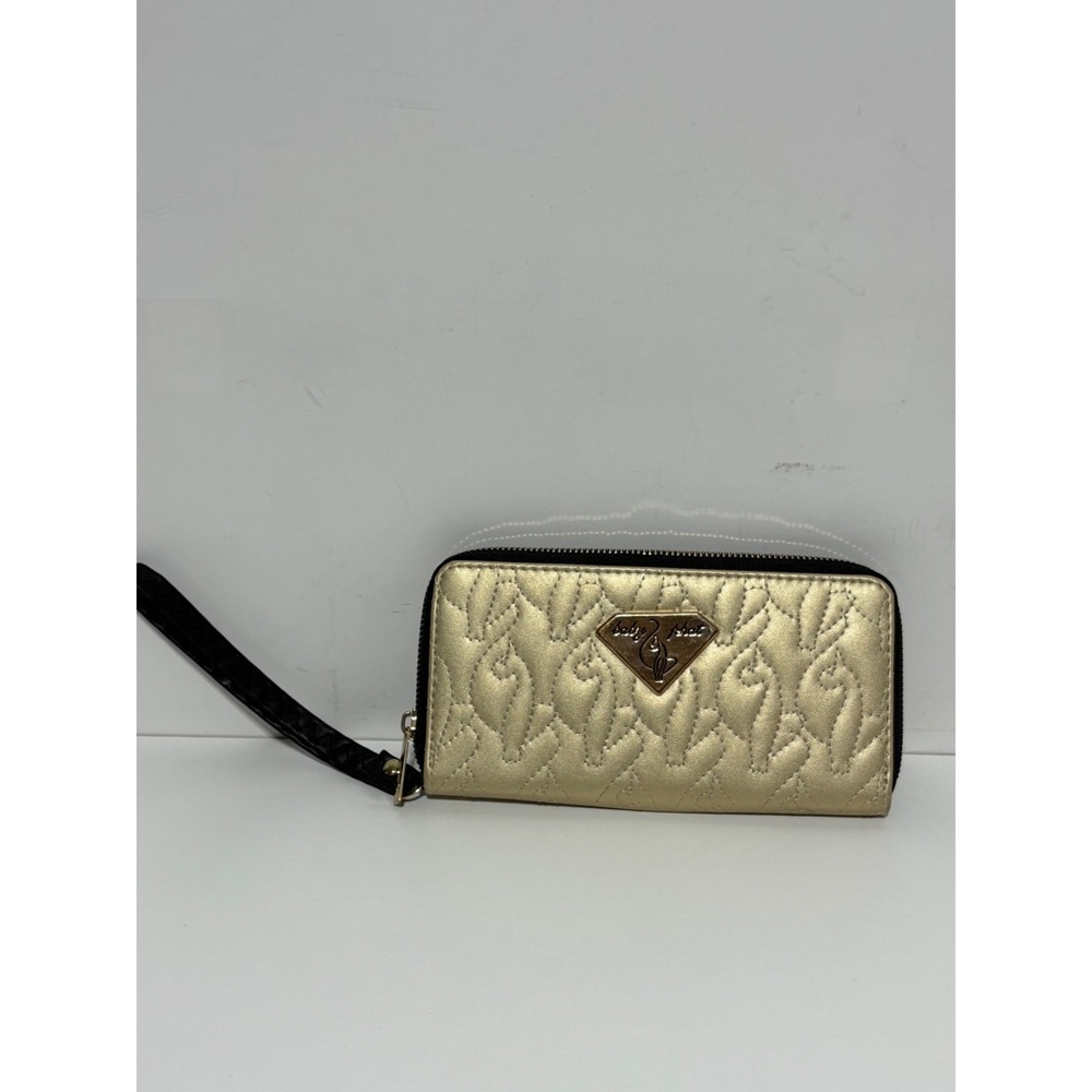 Baby Phat Gold Logo Quilted Zipper Wallet Y2K Retro